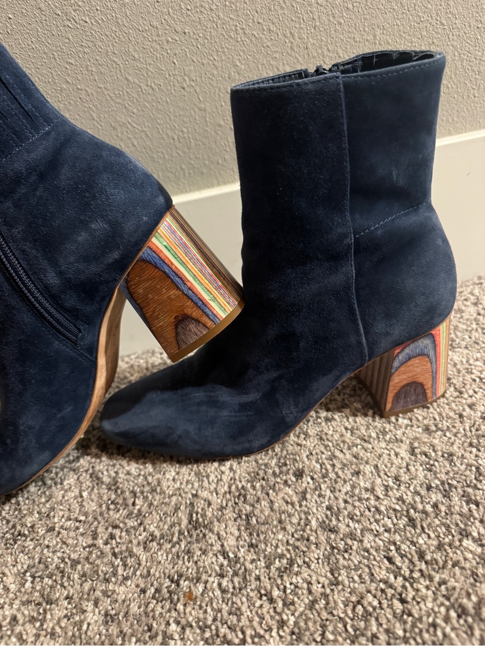 Charlottes Stone Suede Ankle Boot in Navy